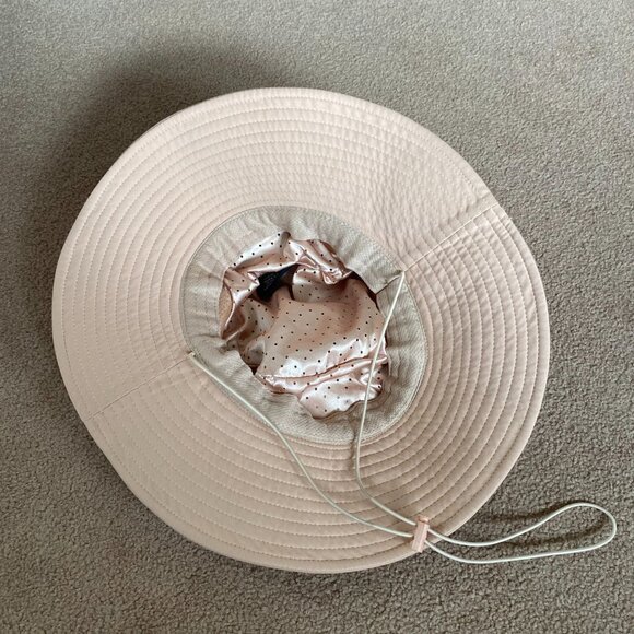 Hairbrella Pink Satin-Lined UPF 50+ Sun and Rain Hat Waterproof with Chin Strap - Picture 7 of 13